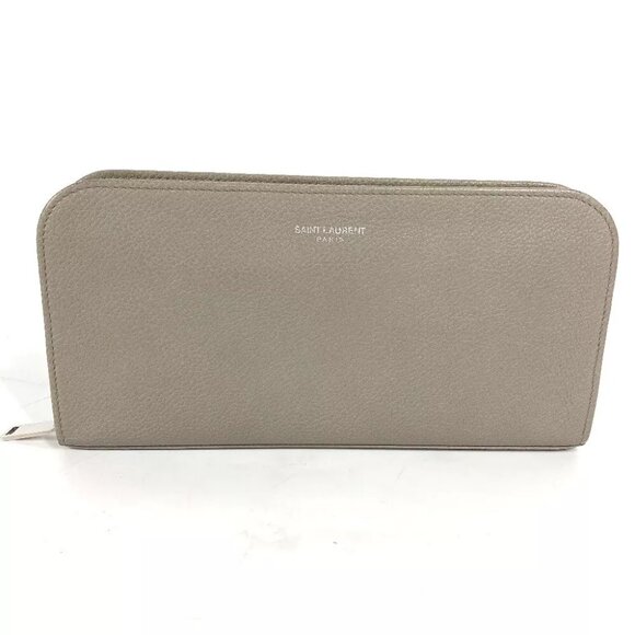 AUTHENTICITY GUARANTEED SAINT LAURENT PARIS Long wallet logo Zip Around - Picture 1 of 13